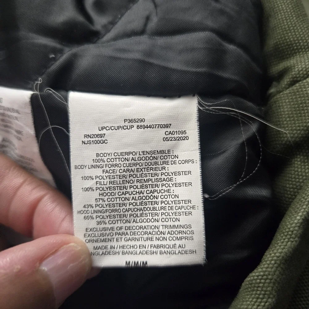Dickies Canvas Hooded Shirt Jacket Mens Medium Olive Green Work Chore Utility